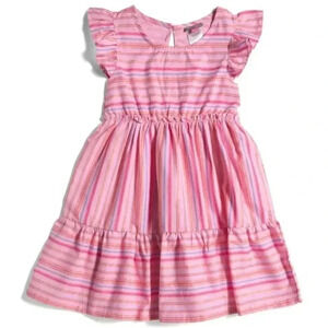 Big Girls Striped Dress (Color: Multi Pink)